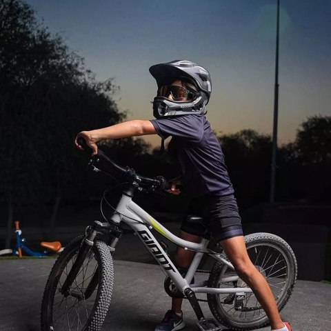 Kask rowerowy MTB dziecięcy z odpinaną szczęką rozmiar L - szary