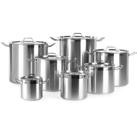 Garnek wysoki Profi Line z pokrywką dno Sandwich 70 l śr. 450 x 450 mm - Hendi 832929 Garnek wysoki Profi Line z pokrywką dno Sandwich 70 l śr. 450 x 450 mm - Hendi 832929