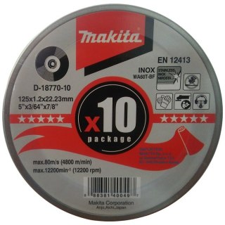 TARCZA TNĄCA INOX 125*1.2 WA60T PŁASKA 10 SZT MAKITA