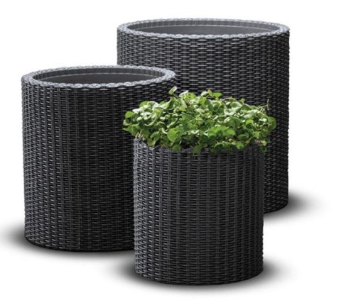 ZESTAW 3 DONIC KETER CYLINDER PLANTER S+M+L - GRAFIT KETER ZESTAW 3 DONIC KETER CYLINDER PLANTER S+M+L - GRAFIT KETER