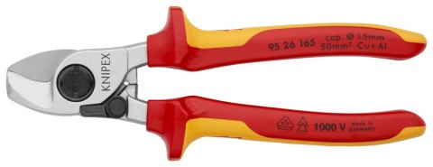 NOŻYCE DO KABLI ZE SPRĘŻYNĄ ROZWIERAJĄCĄ IZOLOWANE 165MM KNIPEX