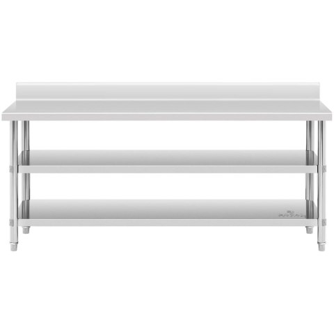 Stół blat roboczy stalowy nierdzewny przyścienny z rantem 2 półki 200x90cm Stół blat roboczy stalowy nierdzewny przyścienny z rantem 2 półki 200x90cm