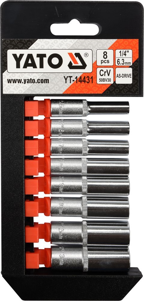 ZESTAW NASADEK DŁUGICH 1/4'' 8 CZĘŚCI YATO ZESTAW NASADEK DŁUGICH 1/4'' 8 CZĘŚCI YATO
