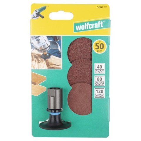 DYSK SZLIFIERSKI 50MM + 3 KRĄŻKI ŚCIERNE WOLFCRAFT DYSK SZLIFIERSKI 50MM + 3 KRĄŻKI ŚCIERNE WOLFCRAFT