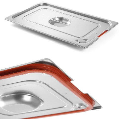 Pokrywka do pojemnika GN Profi Line z uszczelką silikonową i wycięciem na uchwyty GN1/2 265x325mm stal - Hendi 804322 Pokrywka do pojemnika GN Profi Line z uszczelką silikonową i wycięciem na uchwyty GN1/2 265x325mm stal - Hendi 804322