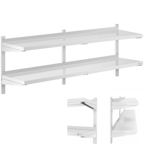 Półka ścienna wisząca gastronomiczna podwójna z regulacją STAL 160 x 40 cm Półka ścienna wisząca gastronomiczna podwójna z regulacją STAL 160 x 40 cm