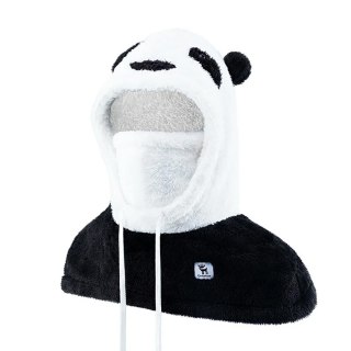 Ciepła kominiarka zimowa z futerka Panda dla dzieci i dorosłych rozmiar M - czarna/biała