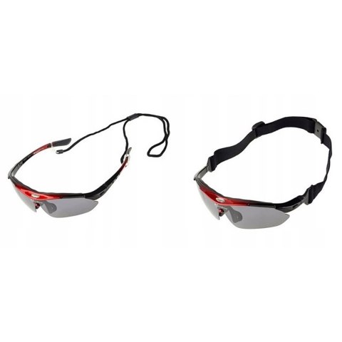 Okulary rowerowe polaryzujące 10001 - ZESTAW czarno-czerwone