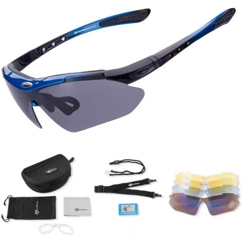 Okulary rowerowe polaryzujące 10007 - ZESTAW - czarno-niebieskie Okulary rowerowe polaryzujące 10007 - ZESTAW - czarno-niebieskie
