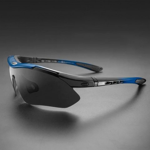 Okulary rowerowe polaryzujące 10007 - ZESTAW - czarno-niebieskie Okulary rowerowe polaryzujące 10007 - ZESTAW - czarno-niebieskie