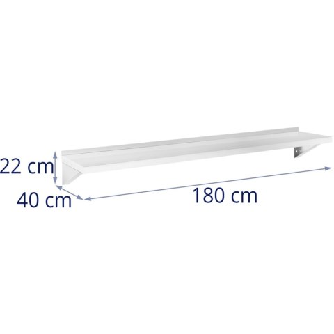 Półka ścienna wisząca kuchenna ze stali do 80 kg 180 x 40 cm Półka ścienna wisząca kuchenna ze stali do 80 kg 180 x 40 cm
