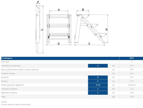 SCHODKI SKŁADANE 70CM 3 STOPNIE DRABEX SCHODKI SKŁADANE 70CM 3 STOPNIE DRABEX