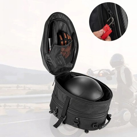 Torba motocyklowa plecak na kask mocowana na bak lub siedzeniu 35l - czarna