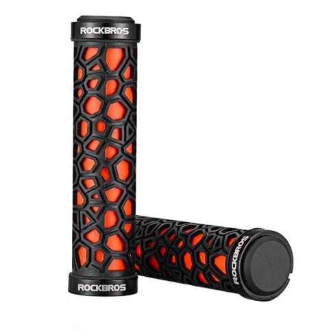 Gripy rowerowe chwyty z gumy przyczepne śr. 22mm czarno-pomarańczowe Gripy rowerowe chwyty z gumy przyczepne śr. 22mm czarno-pomarańczowe
