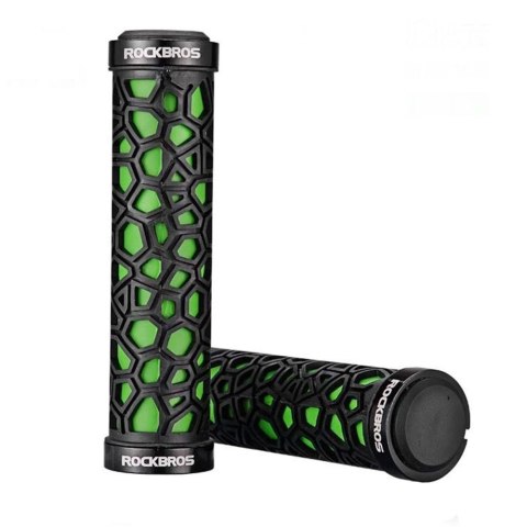 Gripy rowerowe chwyty z gumy przyczepne śr. 22mm czarno-zielone Gripy rowerowe chwyty z gumy przyczepne śr. 22mm czarno-zielone