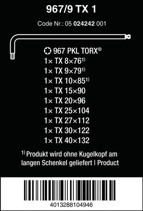 ZESTAW KLUCZY IMBUSOWYCH TRZPIENIOWYCH TORX WERA ZESTAW KLUCZY IMBUSOWYCH TRZPIENIOWYCH TORX WERA