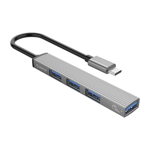Hub AH-13 stacja dokująca rozdzielacz USB-C na 4x USB-A - szary Hub AH-13 stacja dokująca rozdzielacz USB-C na 4x USB-A - szary