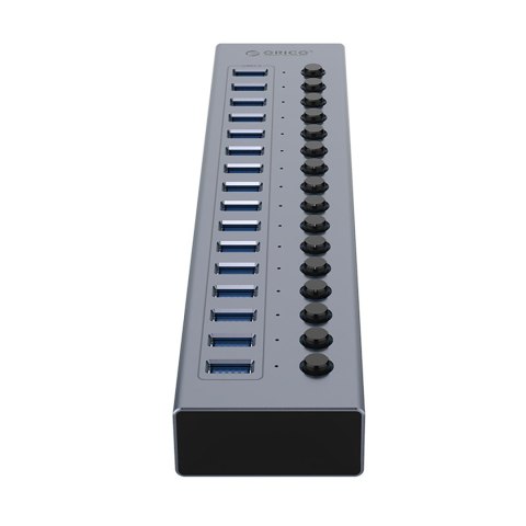 Hub BT2U3-16AB z włącznikami 16x USB-A - szary Hub BT2U3-16AB z włącznikami 16x USB-A - szary