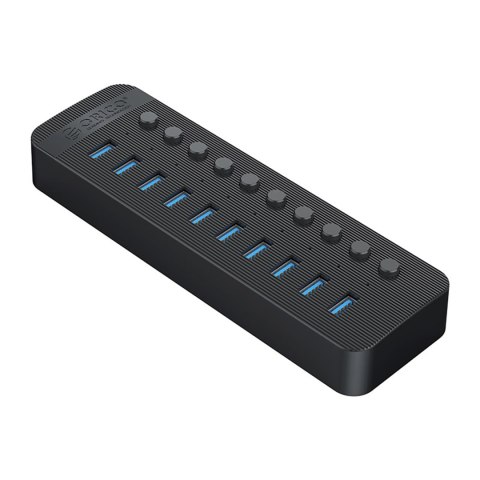 Hub CT2U3-10AB z włącznikami 10x USB-A - czarny Hub CT2U3-10AB z włącznikami 10x USB-A - czarny