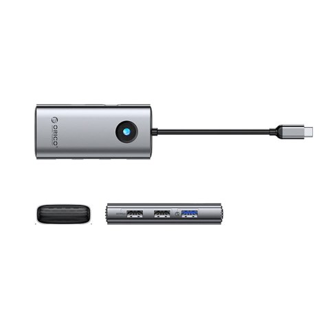 Hub PW11-5P rozdzielacz USB-C na USB-A USB-C PD HDMI - szary Hub PW11-5P rozdzielacz USB-C na USB-A USB-C PD HDMI - szary