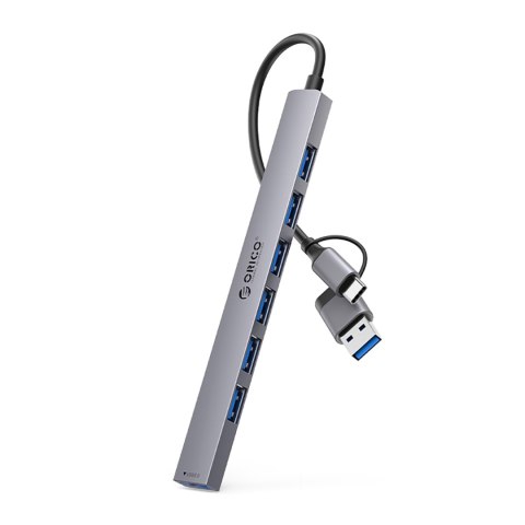 Hub YSA2-U3 stacja dokująca USB-A / USB-C na 7x USB-A - szary Hub YSA2-U3 stacja dokująca USB-A / USB-C na 7x USB-A - szary
