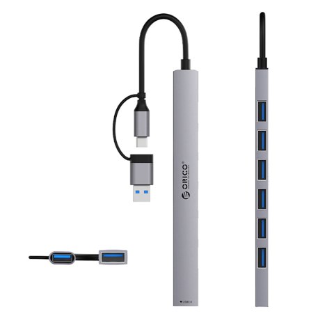 Hub YSA2-U3 stacja dokująca USB-A / USB-C na 7x USB-A - szary Hub YSA2-U3 stacja dokująca USB-A / USB-C na 7x USB-A - szary