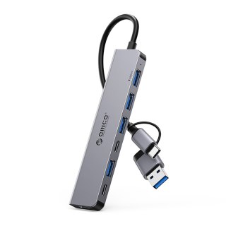Hub YSA7-U3 stacja dokująca USB-A / USB-C na USB-A USB-C - szary