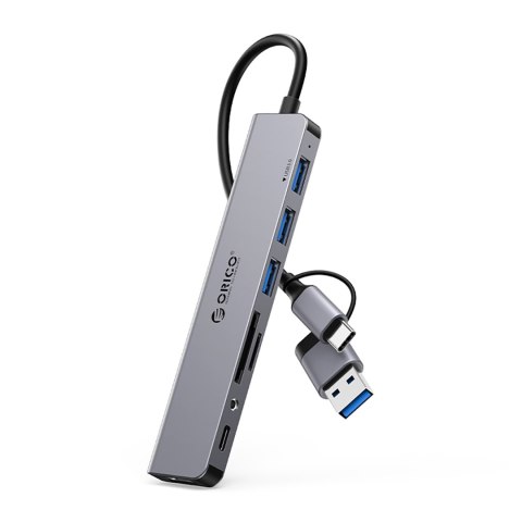 Hub YSA8-U3 stacja dokująca USB-A / USB-C na USB-A USB-C 3.5mm audio TF SD - szary Hub YSA8-U3 stacja dokująca USB-A / USB-C na USB-A USB-C 3.5mm audio TF SD - szary