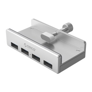 Hub rozdzielacz MH4PU na zacisk do biurka monitora 4x USB-A - srebrny