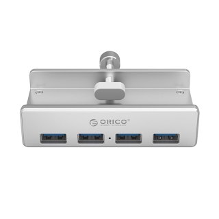 Hub rozdzielacz MH4PU na zacisk do biurka monitora 4x USB-A - srebrny