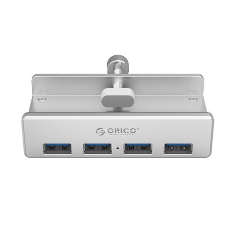 Hub rozdzielacz MH4PU na zacisk do biurka monitora 4x USB-A - srebrny Hub rozdzielacz MH4PU na zacisk do biurka monitora 4x USB-A - srebrny