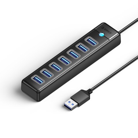 Hub rozdzielacz PW7U-U3 7x USB-A USB-C 5V 3A 1m - czarny Hub rozdzielacz PW7U-U3 7x USB-A USB-C 5V 3A 1m - czarny