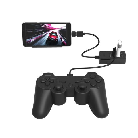 Hub rozdzielacz W5P-U2-100 4x USB-A microUSB 5V 1m - czarny Hub rozdzielacz W5P-U2-100 4x USB-A microUSB 5V 1m - czarny