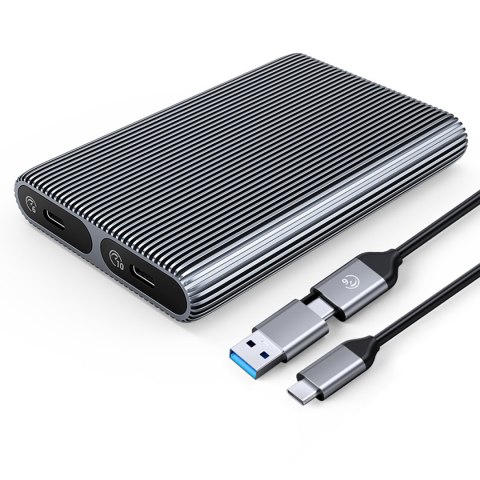 Kieszeń obudowa AM2C3-2SN na dwa dyski M.2 SATA+NVME USB-C 10Gb/s - szara Kieszeń obudowa AM2C3-2SN na dwa dyski M.2 SATA+NVME USB-C 10Gb/s - szara