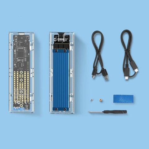 Kieszeń obudowa na dysk TCM2-C3 M.2 NVME na USB-C 10Gb/s - niebiesko-przezroczysta Kieszeń obudowa na dysk TCM2-C3 M.2 NVME na USB-C 10Gb/s - niebiesko-przezroczysta