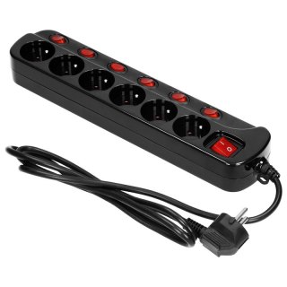 LISTWA ZASILAJĄCA 'MULTISWITCH', 6X2P+Z, KABEL 3X1,0M CZARNY ORNO