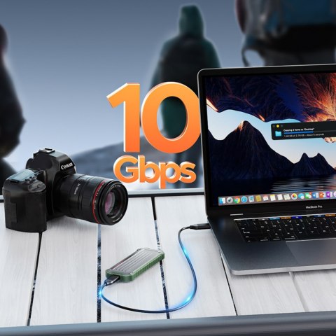 Wzmocniona kieszeń dyskowa taktyczna OTPX-G2 M.2 NVMe / SATA SSD USB-C - szaro-zielona Wzmocniona kieszeń dyskowa taktyczna OTPX-G2 M.2 NVMe / SATA SSD USB-C - szaro-zielona