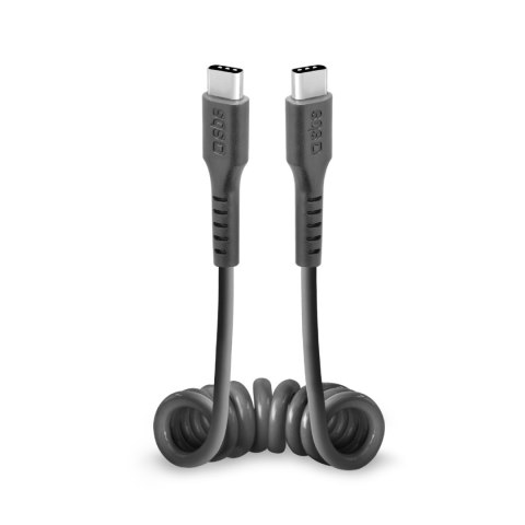 Kabel przewód spiralny USB-C 0.5m - czarny Kabel przewód spiralny USB-C 0.5m - czarny