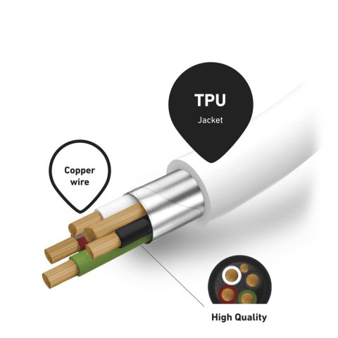 Kabel przewód z certyfikatem MFi USB-C - iPhone Lightning 1m - biały