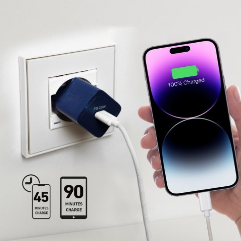 Ładowarka sieciowa GaN z Power Delivery 20W - niebieska