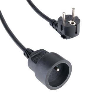 Przedłużacz elektryczny z uziemieniem 1 gniazdo 2m - czarny