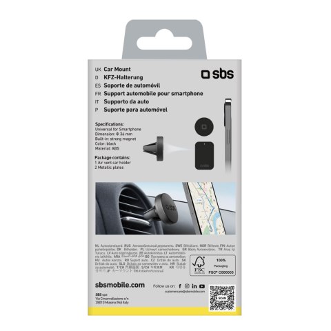Uchwyt samochodowy magnetyczny do smartfona śr. 40 mm na kratkę nawiewu - czarny Uchwyt samochodowy magnetyczny do smartfona śr. 40 mm na kratkę nawiewu - czarny