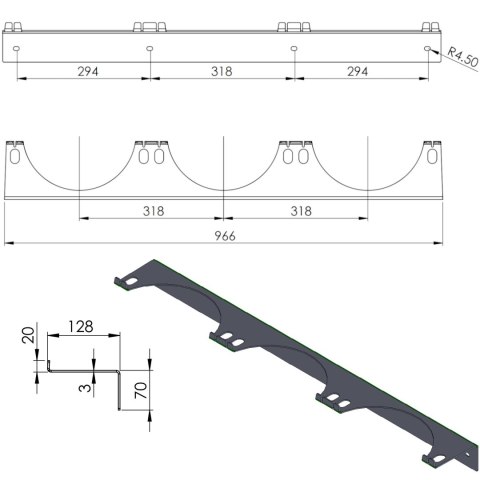 Uchwyt ścienny na 3 butle gazowe maks. śr. butli 250 mm PRO-LINE Uchwyt ścienny na 3 butle gazowe maks. śr. butli 250 mm PRO-LINE