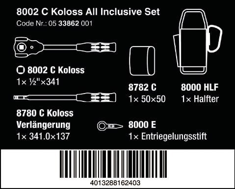 ZESTAW GRZECHOTKA KOLOSS ALL INCLUSIVE 1/2'' WERA ZESTAW GRZECHOTKA KOLOSS ALL INCLUSIVE 1/2'' WERA