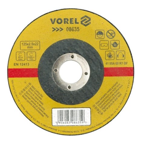 VOREL TARCZA DO CIĘCIA METALU 125 x 2,5 x 22,2mm 08635 VOREL TARCZA DO CIĘCIA METALU 125 x 2,5 x 22,2mm 08635