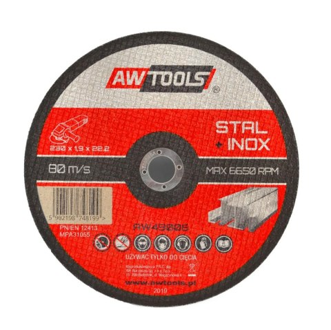 AWTOOLS TARCZA DO METALU 230*1,9mm / 22,2 AWTOOLS TARCZA DO METALU 230*1,9mm / 22,2