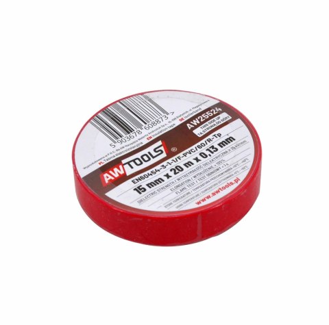 AWTOOLS TAŚMA IZOLACYJNA 15mm x 20m CZERWONA AWTOOLS TAŚMA IZOLACYJNA 15mm x 20m CZERWONA