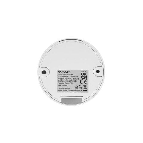 Czujnik Ruchu 360st Sufitowy fi76 Biały V-TAC VT-8091 Czujnik Ruchu 360st Sufitowy fi76 Biały V-TAC VT-8091