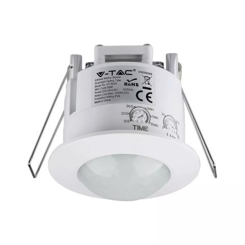 Czujnik Ruchu Sufitowy 360st Wpuszczany Okrągły Biały V-TAC VT-8029