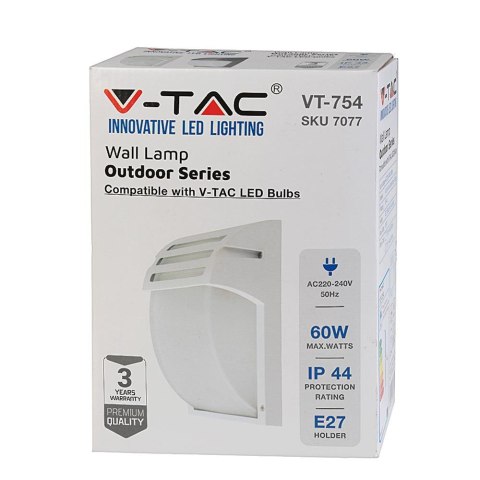 Kinkiet Ogrodowy V-TAC Szkło Biały Mat VT-754 Kinkiet Ogrodowy V-TAC Szkło Biały Mat VT-754
